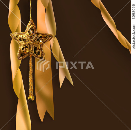 Gold christmas star with ribbons Gold christmas star with ribbons 8098066