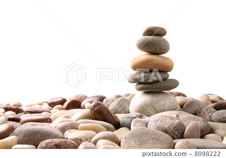 Stack of pebble stones on white 8098222