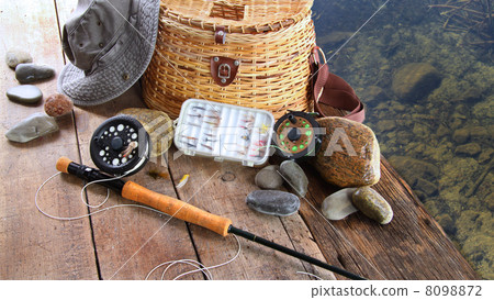 Fishing lures,reel,and sun hat Fishing lures,reel,and sun hat 8098872