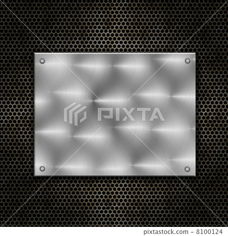 Shiny metal plate on grunge metal Shiny metal plate on grunge metal 8100124