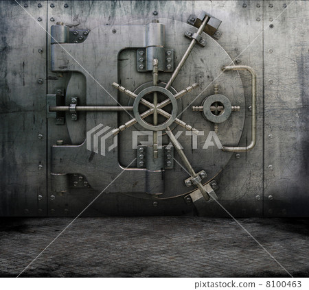 Grunge interior with bank vault Grunge interior with bank vault 8100463