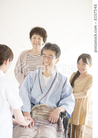 Family watching grandfather 8107548