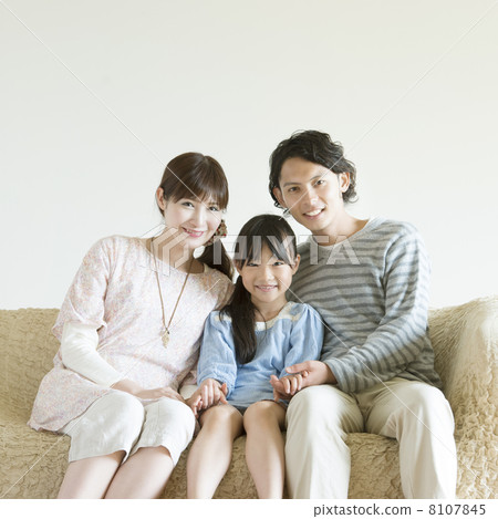 Sitting on the sofa and smiling family 8107845