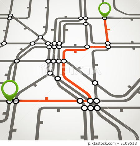 Abstract metro scheme with the selected path - Stock Illustration ...