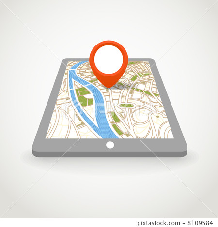 Modern gadget with abstract city map in perspective 8109584