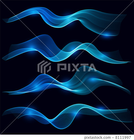 Set of blue smoke wave in dark background - Stock Illustration [8111997 ...