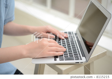 Woman's hand typing on a laptop Woman's hand typing on a laptop 8115215