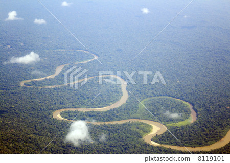 Rio Curaray in the Ecuadorian Amazon with oxbow lake 8119101