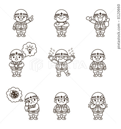 Work clothes _ whole body 9 pose line drawing Work clothes _ whole body 9 pose line drawing 8120660
