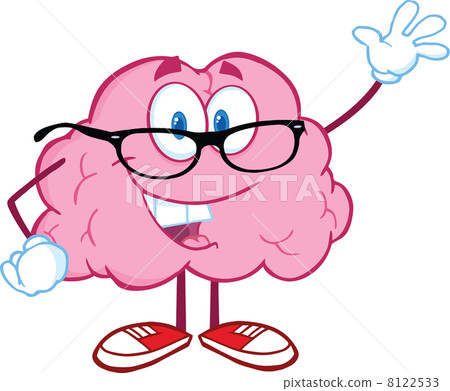 Smiling Brain Teacher Waving For Greeting 8122533