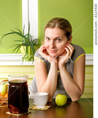 Cute Pregnant Woman On Kitchen Cute Pregnant Woman On Kitchen 8123480