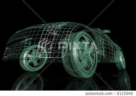 Closeup of wheels of machine on black  8125648