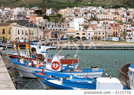 view of touristic harbour of Castellammare del Golfo town, Sicil view of touristic harbour of Castellammare del Golfo town, Sicil 8125738