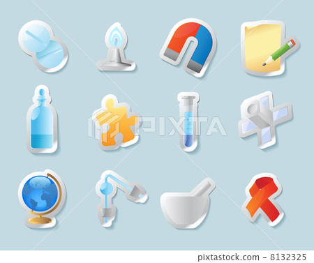 Sticker icons for science and education Sticker icons for science and education 8132325