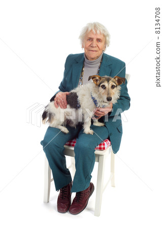 Elderly woman with dog 8134708