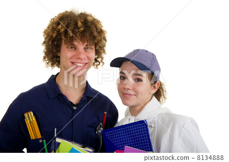 Young carpenter and female cook at school 8134888