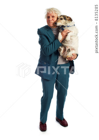 Elderly woman with dog 8135285