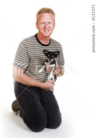 Portrait from elderly man with dog Portrait from elderly man with dog 8135371