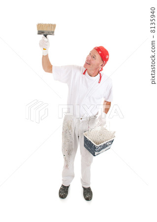 Painter with big brush for ceiling Painter with big brush for ceiling 8135940