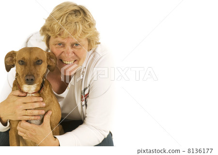 Elderly woman with dog 8136177