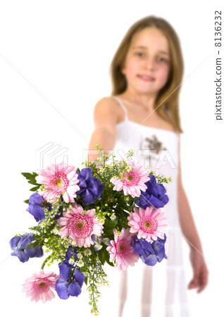 Girl with colorful bouquet 8136232