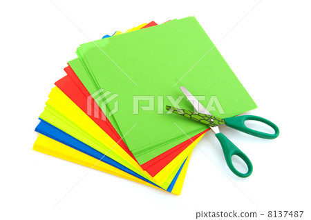Child scissors with colorful paper 8137487