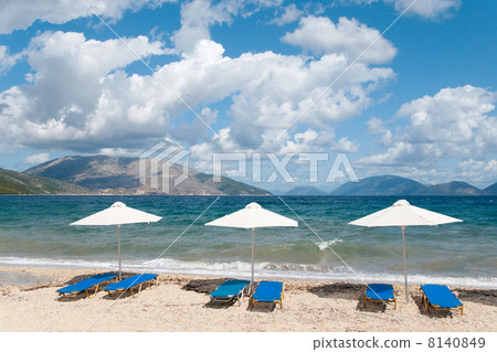 landscape with beach and parasols 8140849