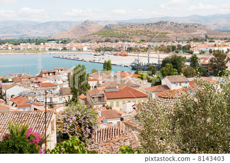City Nafplion with town and harbor 8143403