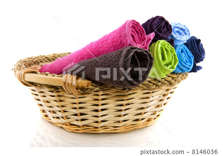 Basket with colorful towels Basket with colorful towels 8146036