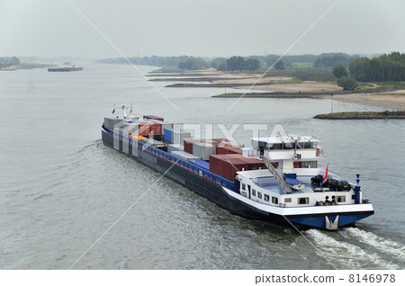 Container boat at the river Container boat at the river 8146978