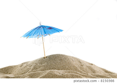 One blue parasol on the beach One blue parasol on the beach 8150366