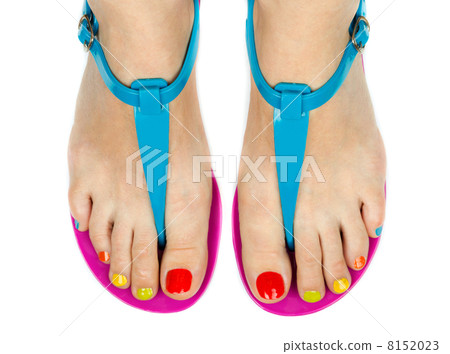 Female feet with a pedicure color 8152023