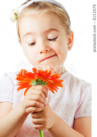 Funny little girl with flower 8152078