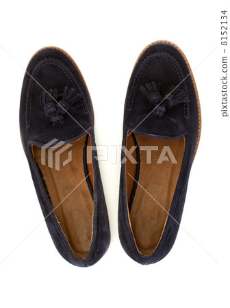 Pair of blue female shoes over white, view from above Pair of blue female shoes over white, view from above 8152134