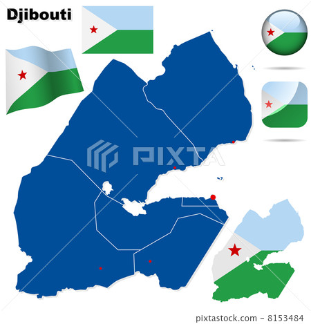 Djibouti vector set. Detailed country shape with region borders, Djibouti vector set. Detailed country shape with region borders, 8153484
