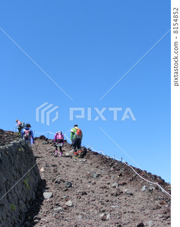 Mountaineer climbing mountain path of Mt. Fuji Mountaineer climbing mountain path of Mt. Fuji 8154852