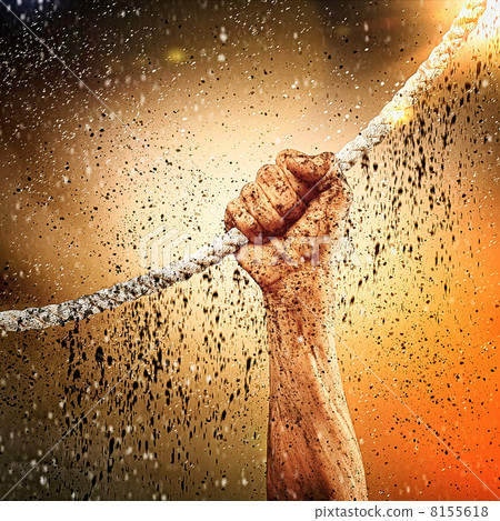 Human hand holding rope 8155618