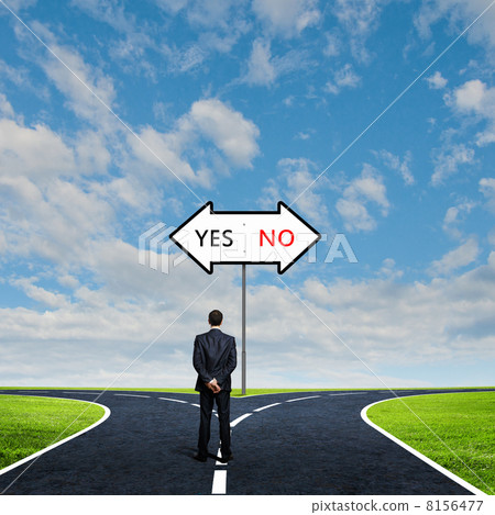 Businessman at crossroads 8156477