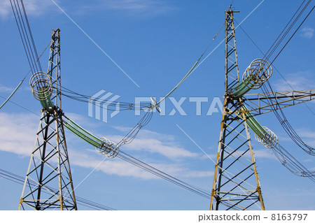 Support of line of electricity transmissions with isolators and wires.. 8163797