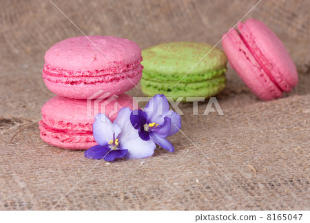 Macaroons with flowers violets Macaroons with flowers violets 8165047