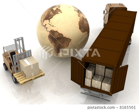 Loading of boxes is isolated in a container on a white background 8165501
