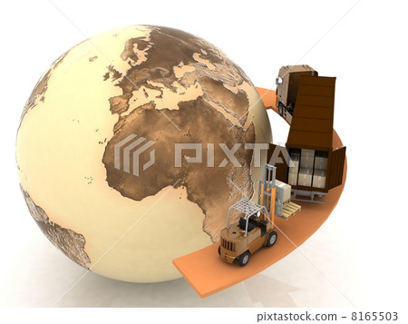 Loading of boxes is isolated in a container on a white background 8165503