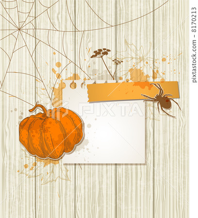 Background with paper and pumpkin 8170213