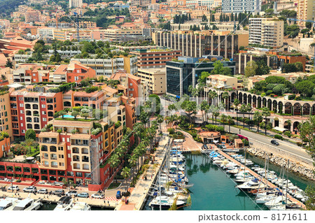 Yachts and modern buildings in Monte Carlo, Monaco. Yachts and modern buildings in Monte Carlo, Monaco. 8171611