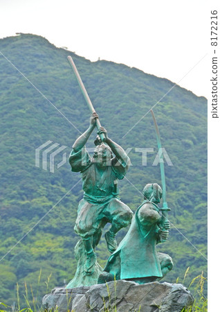Miyamoto Musashi和Sasaki Kojiro的戰斗形象（Ganryujima（Funami Island）/山口縣下關市Daiji Hikoshima角色Funoshima） 8172216