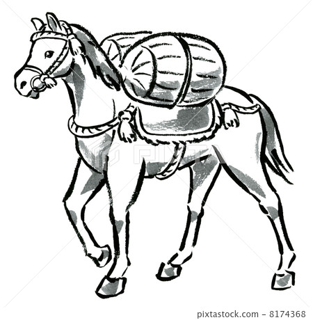 Horses walking on rice with bales Horses walking on rice with bales 8174368