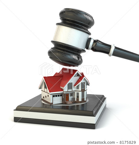 Auction. Gavel, sound block and house. Auction. Gavel, sound block and house. 8175829