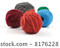 Several balls of wool on a white background 8176228