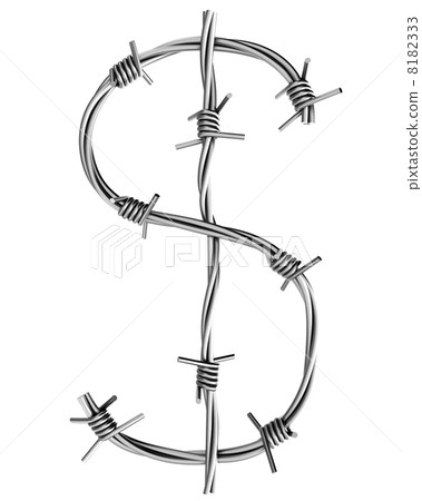 Barbed wire alphabet, dollar symbol 8182333