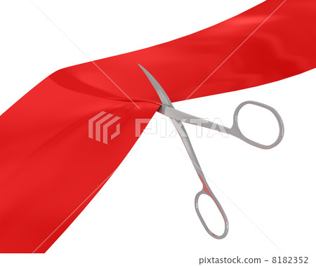 Manicure scissors cut the red ribbon 8182352